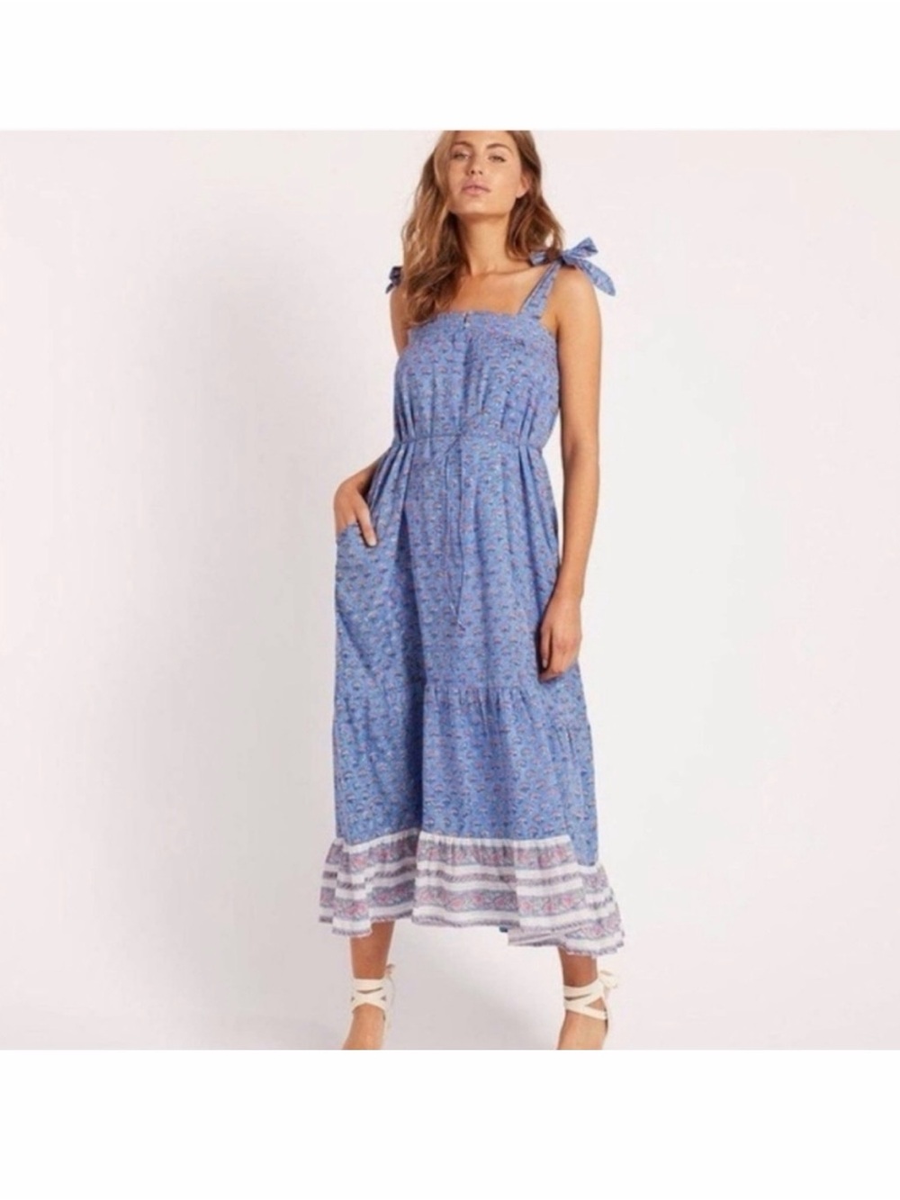 New Cleobella India Midi Dress Lotus flower Print Boho Summer Sz XS